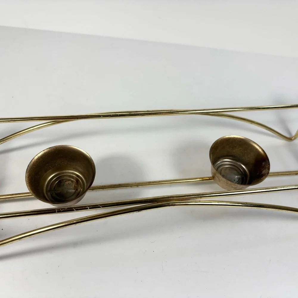 MCM Gold Metal‎ Rectangle Casserole Serving Dish Holder Warmer Wood Handles